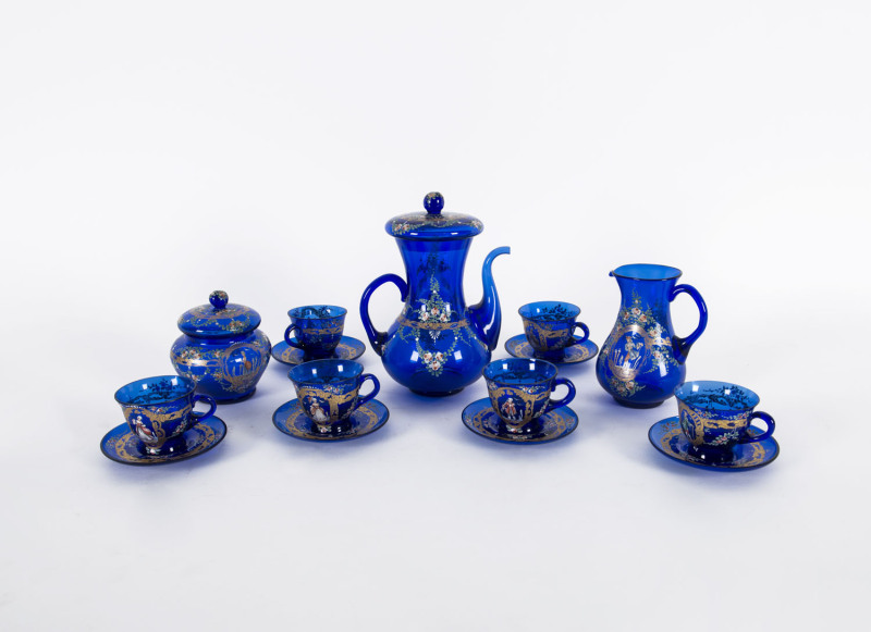 A Murano glass 15 piece tea set, 20th century