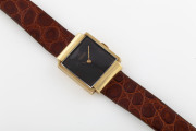 UNIVERSAL 18ct gold cased gents wristwatch with square face black dial - 2