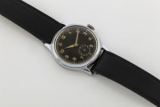 German WWII military manual wristwatch, black dial with subsidiary seconds, stainless steel case - 2