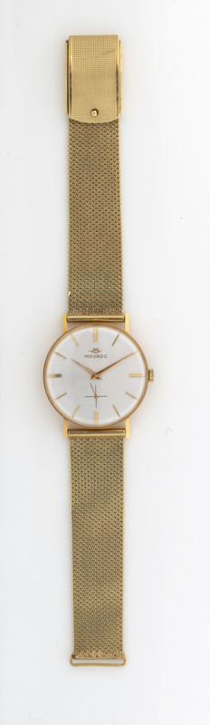 MOVADO Manual gents wristwatch in 14ct gold case, baton numerals with subsidiary seconds