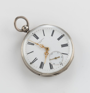 VACHERON CONSTANTIN Open face pocket watch in silver case, subsidiary seconds with filigree hands