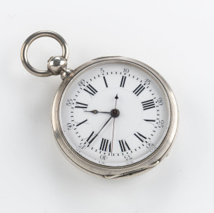 A pocket watch, sterling silver cased, Roman numerals with centre seconds, back monogrammed with crown