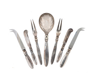 GEORG JENSEN "Cactus" pattern danish silver cutlery service