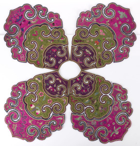 A Chinese wedding collar, hand embroidered silk and glass beads, Qing Dynasty, 19th century