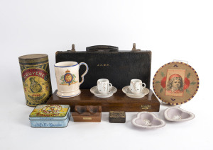 ADVERTISING WARE, French bronze box, Rolls Royce mirror, porcelain ware, cases and boxes etc. 19th and 20th century