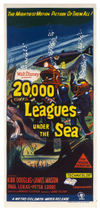 circa 1960s movie day bill posters "2001: A Space Odyssey" and "20,000 Leagues Under The Sea" by Robert Burton (Sydney)
