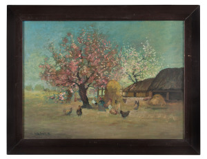 EMILE BEDNES (1938-, Australian), Farmyard scene, oil on canvas, signed lower left "E Bednes", 45cm x 60cm