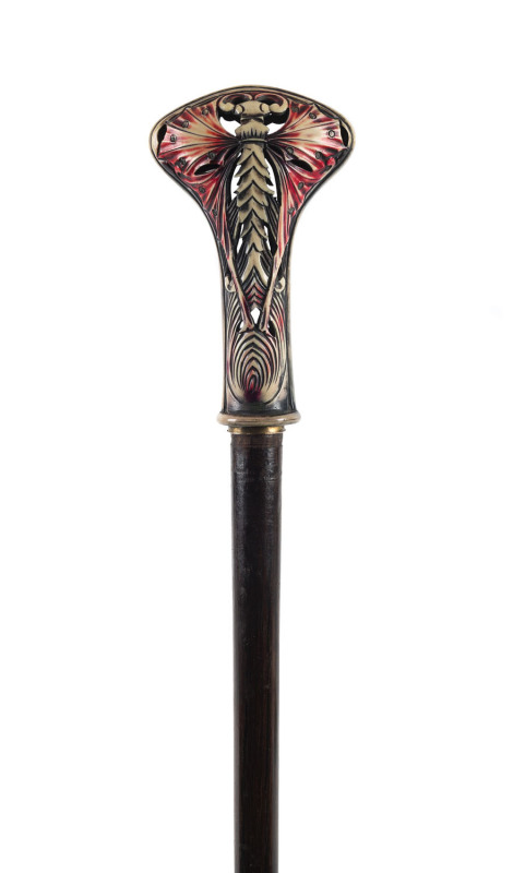 A walking stick with bakelite butterfly handle, circa 1920s