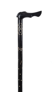 A walking stick, greyhound handle, ebony with ivory inlay, 19th century