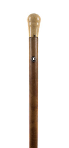A walking stick, ivory handle with cane shaft, 19th century