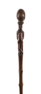 A walking stick with unusual carved figured handle, early 19th century