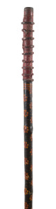 A rare walking stick, hand painted wooden shaft with painted steel handle, West African, 19th century