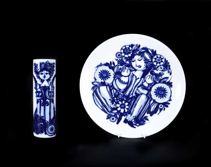 Rosenthal Studio-Linie porcelain vase and platter by Bjorn Wiinblad, German, mid 20th century