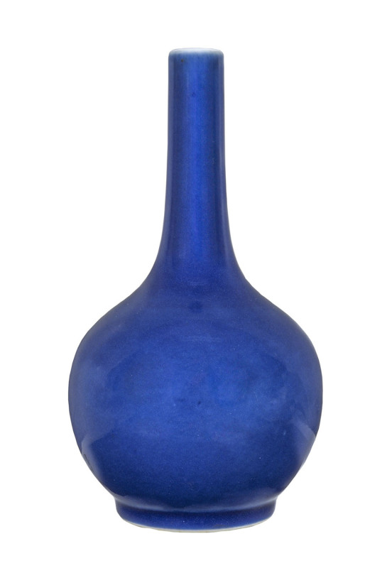 A Chinese blue glazed pear shaped stem vase, Qianlong mark, 20th century 