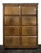 A fine Art Deco two door linen press, mahogany and rosewood, German, circa 1925