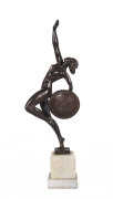 A French Art Deco bronze statue on marble base, signed "GUERBE", circa 1930