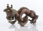 A Sino-Tibetan gilt bronze and cloisonne dragon finial (or possibly a handle), 17th/18th century - 2