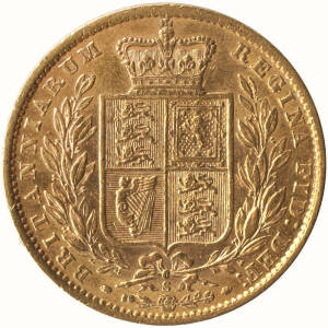 SOVEREIGNS: 1871S, QV Young Head, Shield reverse, WW Incuse. VF.