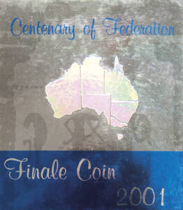 FIVE DOLLAR group: In silver 2001-03 "Finale" set of 3, 2004  Bi-Cent. of Tasmania, Sydney to Athens & 150 Years of Steam normal & distinctive case; Gold plated, 2003 Rugby World Cup & 2004 Aust. Rules; Plus Unc. 2003 Rugby World Cup (1), 2004 Bi-Cent. of