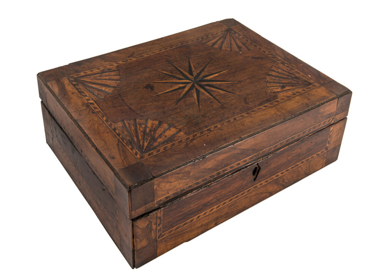 RICHARD DOWLING (attributed), O'Brien's Bridge, Tasmanian inlaid timber deed box, circa 1850