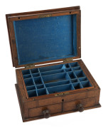 A Colonial sewing box, Australian cedar with original blue silk lined compartments, 19th century - 2