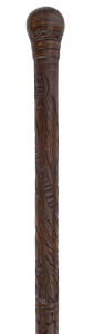 A fiddleback blackwood walking stick, Melbourne, 19th century
