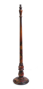 A Tasmanian pokerwork standard lamp, huon pine, circa 1920