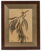 Australian marquetry panel by Michael D. Retter, Sydney, titled "Carbeen Eucalyptus tesselaris",