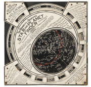 "THE BARRITT-SERVISS STAR AND PLANET FINDER, SOUTHERN HEMISPHERE", star, planet, sun and moon map, lithograph on board with calibration wheel, circa 1906