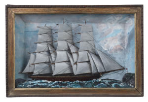 A tall ship diorama in wall-mounted case, 19th century