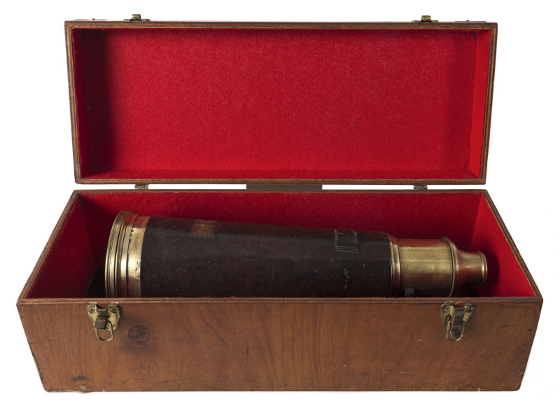 An unusual single draw brass telescope 6 inch lens by THOMAS JONES, CHARING CROSS, LONDON, late 18th early 19th century