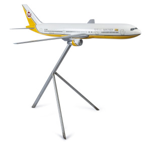 AVIATION: Royal Brunei Boeing (1:40 scale) 767, 300, on chrome stand