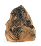 WILLIAM RICKETTS Pottery sculpture of an elder with three children
