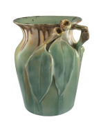 REMUED Pottery vase with applied gumnuts and leaves with branch handle