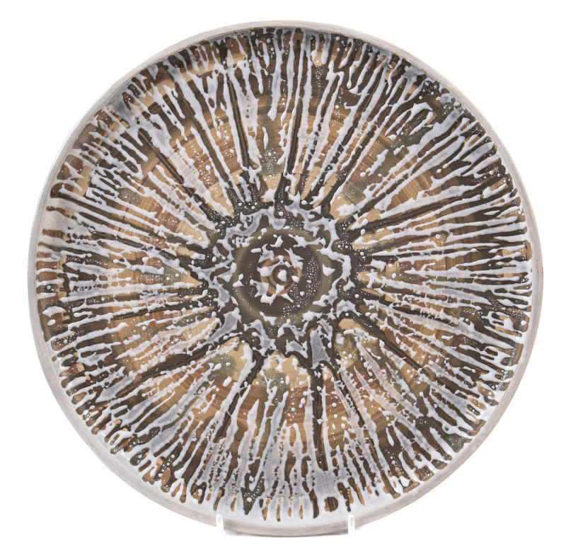 KLYTIE PATE Unusual pottery platter, incised "Klytie Pate", a similar example is held in the NGV collection