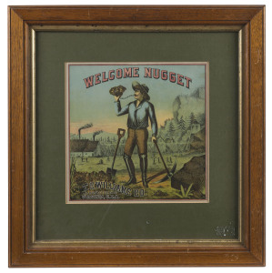 "WELCOME NUGGET" chromolithographic broadside advertising for T.C.Williams Co. Virginia tobacco, c1870s. 27 x 27cm