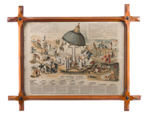 "Our National Church", coloured lithograph in fine Australian huon pine frame, 19th century