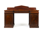 A Colonial twin pedestal sideboard with palladium back, Tasmanian origin, circa 1845, cedar and King Billy pine secondary timbers,