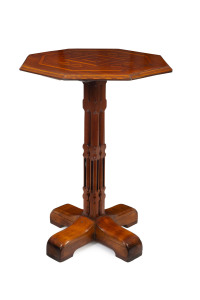 An Australian ecclesiastical inlaid occasional table, cedar and pine, 19th century