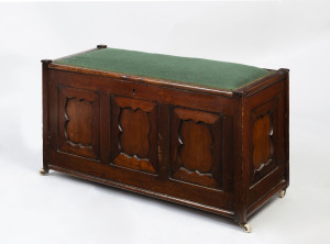 A blanket box, Australian cedar on porcelain casters, 19th century