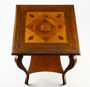 An Australian inlaid occasional table, blackwood, huon pine, maple, musk and others, circa 1920