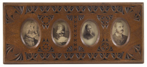 Isaac Albert Newton four panelled picture frame with carte de visite portraits of the Newton family, 19th/20th century