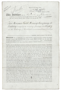 BALLARAT DISTRICT GOLD MINING LEASE: February 1894 lease to the New Mariner Gold Mining Company, signed by the Governor of Victoria, Lord HOPETOUN, with attached map; a 15 year lease at £7/4/10 [Seven pounds, four shillings and tenpence] per annum. Under 