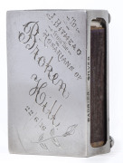 Broken Hill silver matchbox holder dated 22-6-1916, twice marked "Barrier Silver" (Barrier Ranges Silver Mine), N.S.W. origin
