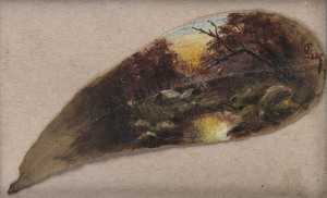 ARTIST UNKNOWN painting on gum leaf