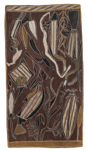 MICK MAGANI (1920-1984) 'Near Gatji Lagoon' natural earth pigment on bark