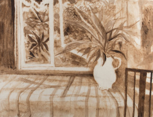 RAY AUSTIN CROOKE (1922-2015) 'Vorkey's knob Interior' sepia monochrome watercolour