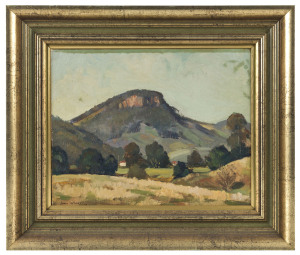 JOHN RIGBY (1922-2012) landscape with mountain oil on board signed and dated lower left "John Rigby, '62"