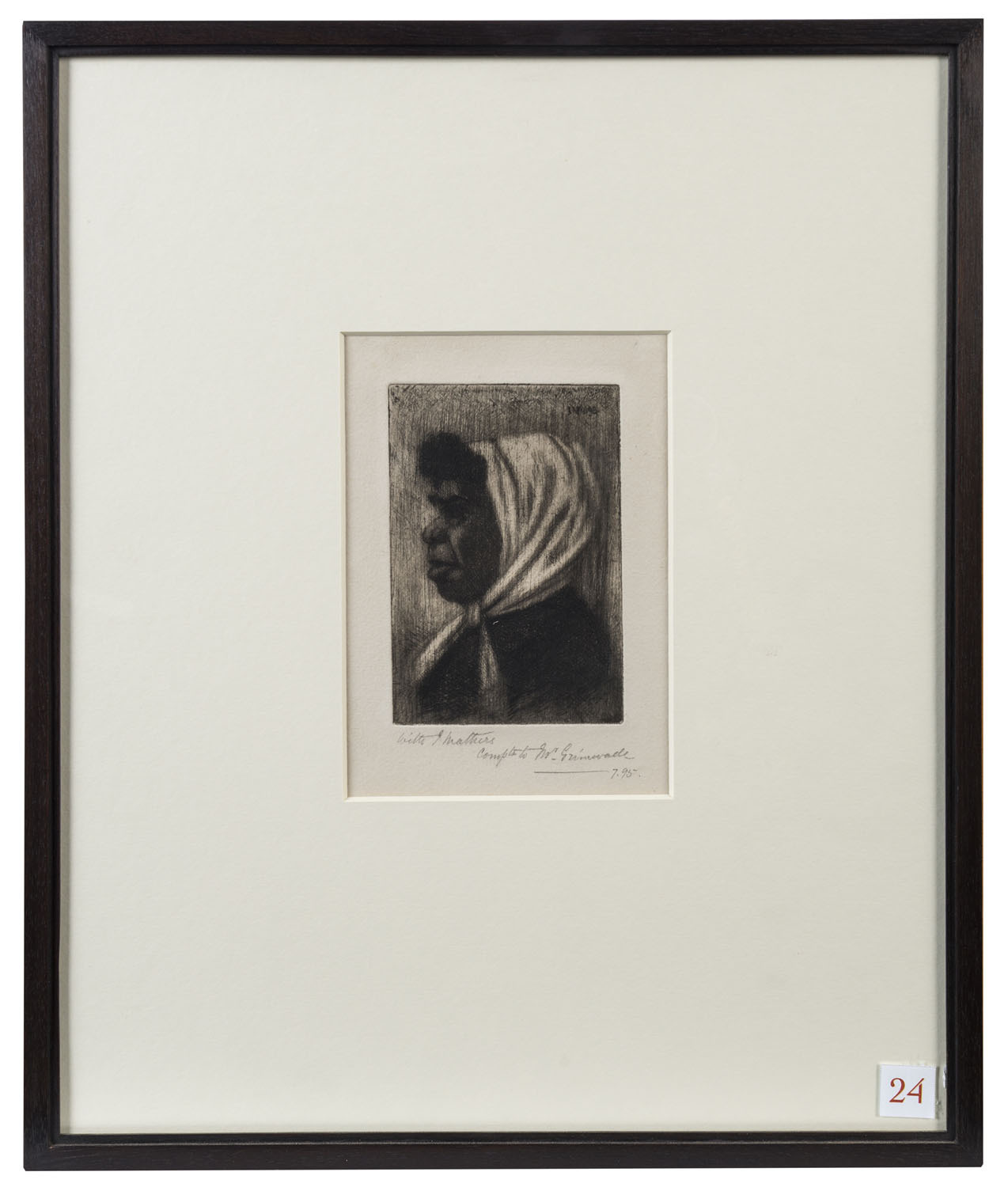 JOHN MATHER (1848-1916), Aboriginal Woman, etching, signed and dated J ...