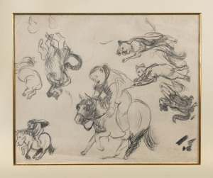 JOHN PERCEVAL (1923-2000) Boy Riding a Horse, circa 1944, pencil on paper, signed in image